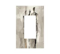 Three Tall Figures Black White Abstract Light Switch Wall Plate Faceplate Cover Single Rocker 1 Gang Decorator Outlet Receptacle Covers for Home Kitchen Room Bathroom Decor
