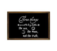 Three Things Cannot Be Long Hidden The Sun,The Moon,And The Truth Decorative Wooden Framed Sign 12x8in Farmhouse Wall Art Sayings Plaque Modern Craft Rustic Wall Decor Wood Signs with Frame