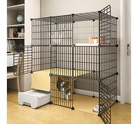 Three-Tier Cat Cage - Indoor Portable Enclosure for Small Animals, Barbed Wire Fence with Drawer Litter Box (Size: 111x49x109cm) - Ideal for Cats and Small Pets