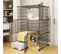 Three-Tier Cat Cage - Indoor Portable Enclosure for Small Animals with Drawer Litter Box - Durable Barbed Wire Design (111x49x109cm) - Cozy Space for Cats & Pets