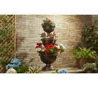 Garden Gear Garden Grow Antique Bronze Effect 3 Tier Flower Fountain Planter For Outdoor Garden, Terraces, Patio And Decking
