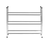 Three-Tier Chrome Shoe Rack, Durable Metal Frame With Polished Finish For Neat Shoe Storage, Space-Saving Premier Housewares Silver One Size