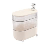 Three-Tier Cord Storage Box for Desk Cable Tidy Box 360° Rotating Opening with Dust and Moisture-Resistant for Organizing Cell Phone Chargers, Headphones 18.5 * 10.8 * 18cm (Creamy White)