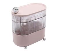 Three-Tier Cord Storage Box for Desk Cable Tidy Box 360° Rotating Opening with Dust and Moisture-Resistant for Organizing Cell Phone Chargers, Headphones 18.5 * 10.8 * 18cm (Creamy Pink)