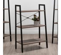 Three Tier Dark Oak Veneer Ladder Shelf Unit | Bradbury