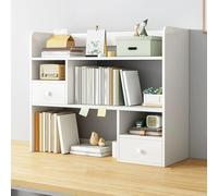 Three-tier desk organizer for student dormitories, desk organizer with 2 cabinet doors, for books, documents, potted plants, cosmetics, decorations