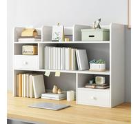 Three-tier desk organizer for student dormitories, desk organizer with 2 cabinet doors, for books, documents, potted plants, cosmetics, decorations