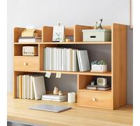 Three-tier desk organizer for student dormitories, desk organizer with 2 cabinet doors, for books, documents, potted plants, cosmetics, decorations