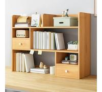 Three-tier desk organizer for student dormitories, desk organizer with 2 cabinet doors, for books, documents, potted plants, cosmetics, decorations