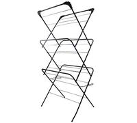 Three-Tier Folding Laundry Washing Drying Clothes Rack Horse Airer Black Indoor Outdoor
