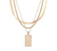 Three-Tier Gold-Toned Layered Necklace with Sunburst Charm Pendant - Adjustable Stackable Snake, Rope & Delicate Link Chains, Women's Fashion Jewellery Gift Set in Elegant Presentation Box (Golden)