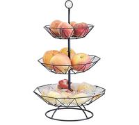 Three Tier Kitchen Fruit Basket - Geometric Metal Storage Organizer, Detachable Produce Drain Rack | Modern Countertop Home Storage Solution, Multifunctional Space Saving Basket System with Wire Desig