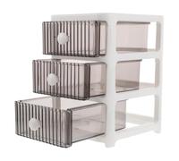 Three Tier Makeup Organizer Countertop Drawer Cabinet for Cosmetics | Plastic View Design, Bathroom Countertop Use, Compact Storage for Office Supplies and Jewelry