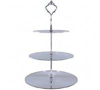 Three Tier Round Cake Stand, Silver Mirror - Standard
