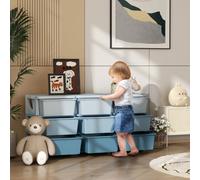 HOMCOM Kids Storage Units with 9 Drawers 3 Tier Chest Vertical Dresser Tower Toy Organiser for Nursery Playroom Kindergarten Blue