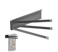 Three-Tier Towel Rail Wall Mounted, Carbon Steel Towel Rail, Bathroom Towel Rail Mounted 180° Rotation and Folding, Suitable for Bathrooms and Kitchens, 24cm/9Inch, Black