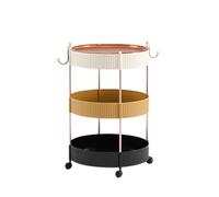 Three-Tiered Storage Trolley,Movable Side Table,Featuring Modern and Minimalist Design,Suitable use Living Room and Bedroom Color Block