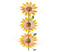 Three-Tiered Sunflower Windmill, 48 inch Garden Wind Spinners 360° 3D Wind Spinner, Metal Wind Sculptures for Yard, Garden, Lawn Decor