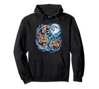 Three Tiger Moon 3 Large Bengal Tigers Howling at The Moon Pullover Hoodie