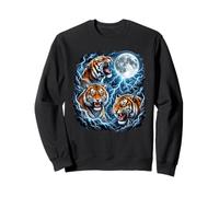 Three Tiger Moon 3 Large Bengal Tigers Howling at The Moon Sweatshirt