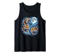 Three Tiger Moon 3 Large Bengal Tigers Howling at The Moon Tank Top