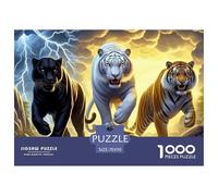 Three Tigers 1000 Piece Jigsaw Puzzle Paper for Adults Jungle Scene Puzzle Game for Family Focus Decoration Gift 70x50cm/1000pcs