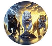 Three Tigers 1000 Piece Jigsaw Puzzle Paper for Adults Thunderstorm Scene Puzzle Game for Family Relaxation Gift 1000pcs (67.5x67.5cm)