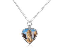 Three Tigers Custom Cremation Jewelry Urn Necklace for Dog Pet Ashes Heart Memorial Pendant