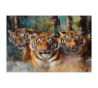 Three Tigers on Forest Placemats, Set of 6 Table Mats for Dining Tables, 12×18 Inches Anti-Skid Heat Resistant Kitchen Table Place Mats