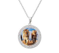 Three Tigers Personalized Picture Pendant Necklace Customized Memorial Jewelry for Women