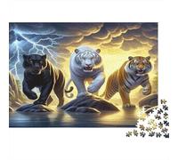 Three Tigers Roaring 1000 Pieces Jigsaws for Adults, Eco-Friendly Cardboard, Big Tigers Trio, Challenging Brain Teaser, Relaxation Entertainment, Boosts Patience & Concentration 70x50cm/1000pcs
