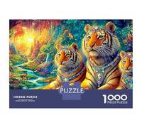 Three Tigers with Jewel Decorations 1000 Piece Jigsaw Puzzle The Forest King Great Gift for Elders, Seniors, Adults & Kids 52x38cm/1000pcs