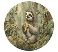 Three Toed Sloth Eating A Banana Jigsaw Puzzles Challenge Toy Educational Games Home Decoration for Adults& Teenager Age 14 Years Up 1000pcs (67.5x67.5cm)