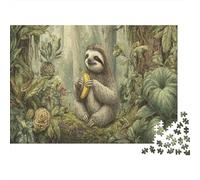 Three Toed Sloth Eating A Banana Puzzle 1000pcs (75x50cm) Erwachsene Puzzle,Home Decor