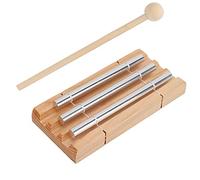 Three Tone Wind Chimes and Orff Percussion Instruments for Children's Musical Education, Teaching Aids, Classroom Rhythm Training, Outdoor Garden Decoration, Silver and Wood