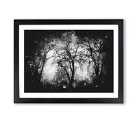 Three Trees At Winter Paint Splash Modern Art Framed Wall Art Print, Ready to Hang Picture for Living Room Bedroom Home Office Décor, Black A4 (34 x 25 cm)