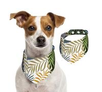 Three Tropical Leaves,Dog Bandanas Cotton Pet Scarf Adjustable Bibs for Pet,M