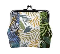 Three Tropical Leaves, PU Leather Coin Purse, Small Wallets, Change Pouch with Kiss Lock Clasp Buckle, Change Purse