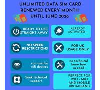 three unlimited data sim card Preloaded monthly until June 2026 Mobile broadband data sim card for UK usage only 4G and 5G
