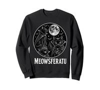 Three Vampire Black Cats Full Moon Meowsferatu Sweatshirt