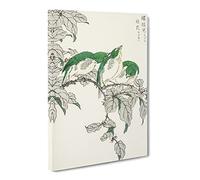 Three Warbling White Eye Birds By Numata Kashu Canvas Print | Gallery Wrapped 30mm Frame Wall Art | 20x14 inches | Ready to Hang | Asian Bird Picture | Living Room Bedroom Lounge Office