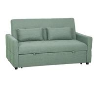 Three-Way 2 Seater Sofa Bed with Three-position back and Two Soft Pillows Green