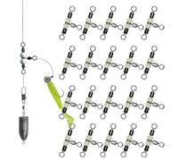 Three-Way Barrel Swivel, 3-Way Swivel for | 20 x Rolling Swivels with Glow in the Dark Beads, T-shaped Swivels, High-Strength Connector for Catfish Rig Surf Rig