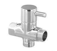 Three-Way Brass Water Diverter G1/2in Internal Thread Inlet and Dual External Thread Outlets for Dual For Shower Head Configuration