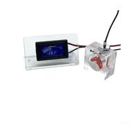 Three way flow meter and LED thermometer combination with 50cm probe cable and barbed connectors for watercooled system fluid temperature monitoring (red pointer +stand)