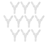 Three Way Pipe Fittings，1/5" Plastic Hose Barb Fitting, 10 Pack Y Shaped 3 Equal Barbed Joint Splicer Mender Union Coupler Adapter 1.8 Inch for Gas Liquid Air Line Tubing