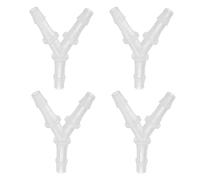 Three Way Pipe Fittings，1/5" Plastic Hose Barb Fitting, 4 Pack Y Shaped 3 Equal Barbed Joint Splicer Mender Union Coupler Adapter 1.8 Inch for Gas Liquid Air Line Tubing