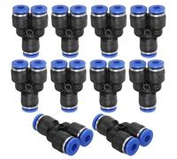 Three Way Pipe Fittings，11/16" OD Y Shape Plastic Push to Connect Fittings, 5 Pack Type 3 Ways Tube Thread Lock for Air Water RO System, Blue(3/8")