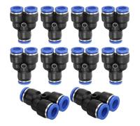 Three Way Pipe Fittings，11/16" OD Y Shape Plastic Push to Connect Fittings, 5 Pack Type 3 Ways Tube Thread Lock for Air Water RO System, Blue(9/16")