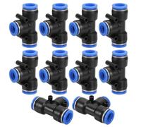 Three Way Pipe Fittings，3/4" x11/16 x3/4" OD Tee Plastic Push to Connect Fittings, 5 Pack T Shaped 3 Ways Tube Fit Lock PE-3/4 for Air Water RO System, Blue(3/4" x11/16 x3/4")
